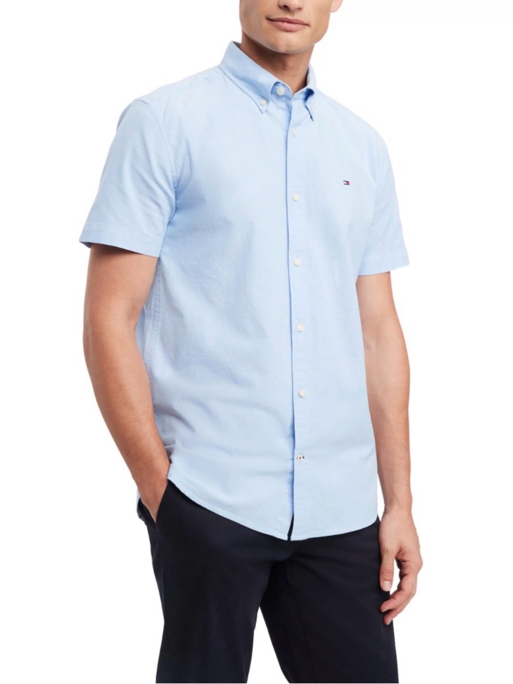 Tommy Hilfiger Men’s Light Blue Short-Sleeve Button-Down Shirt